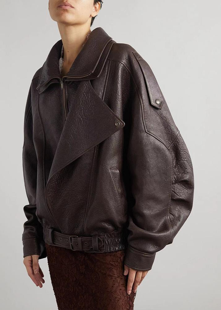 Muse and Valeur | Women's Oversized Leather Bomber Jacket