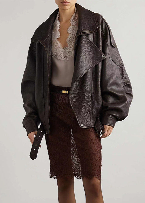 Muse and Valeur | Women's Oversized Leather Bomber Jacket