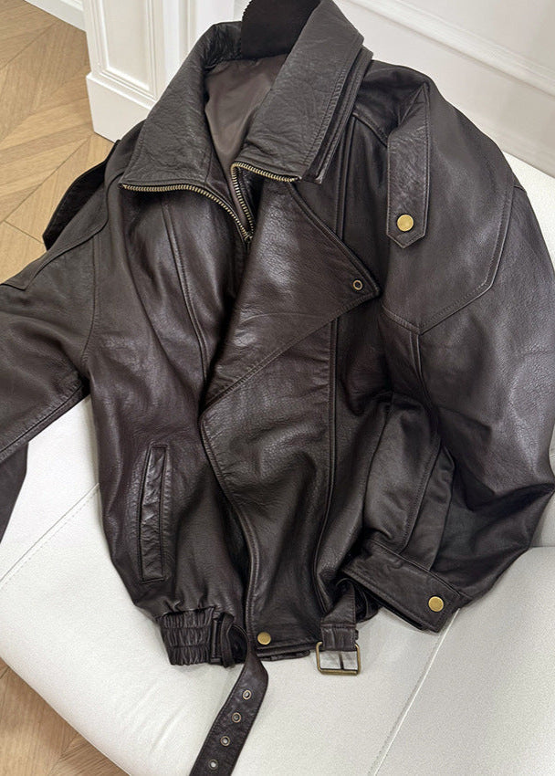 Muse and Valeur | Women's Oversized Leather Bomber Jacket