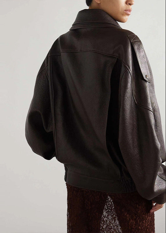 Muse and Valeur | Women's Oversized Leather Bomber Jacket