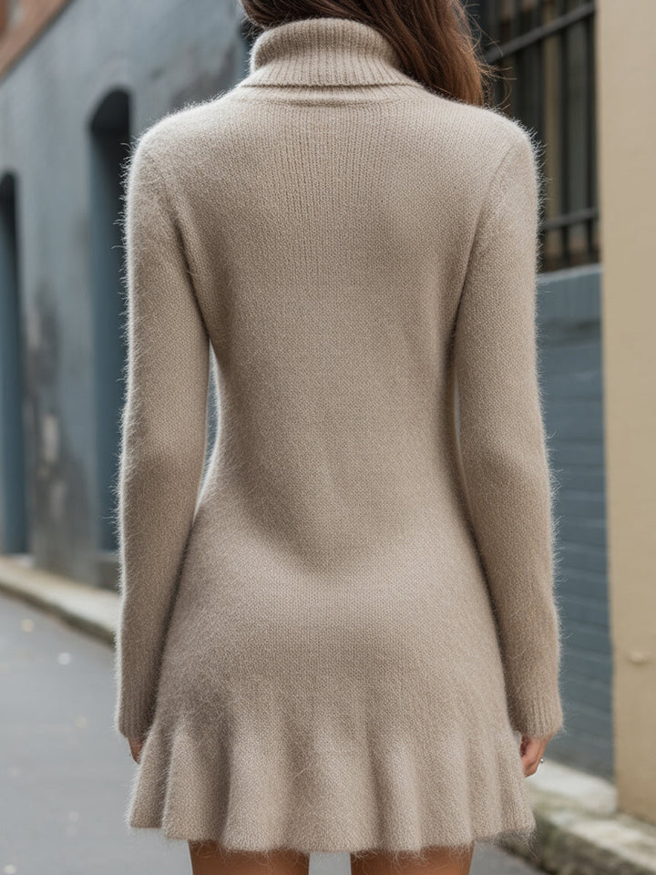 Muse & Valeur | Fuzzy Turtleneck Knit Mini Dress