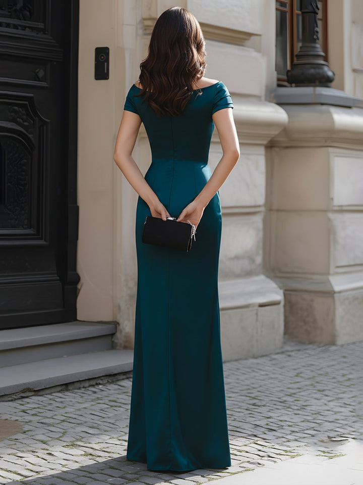 Muse & Valeur | Strapless Ruched High-Slit Evening Gown