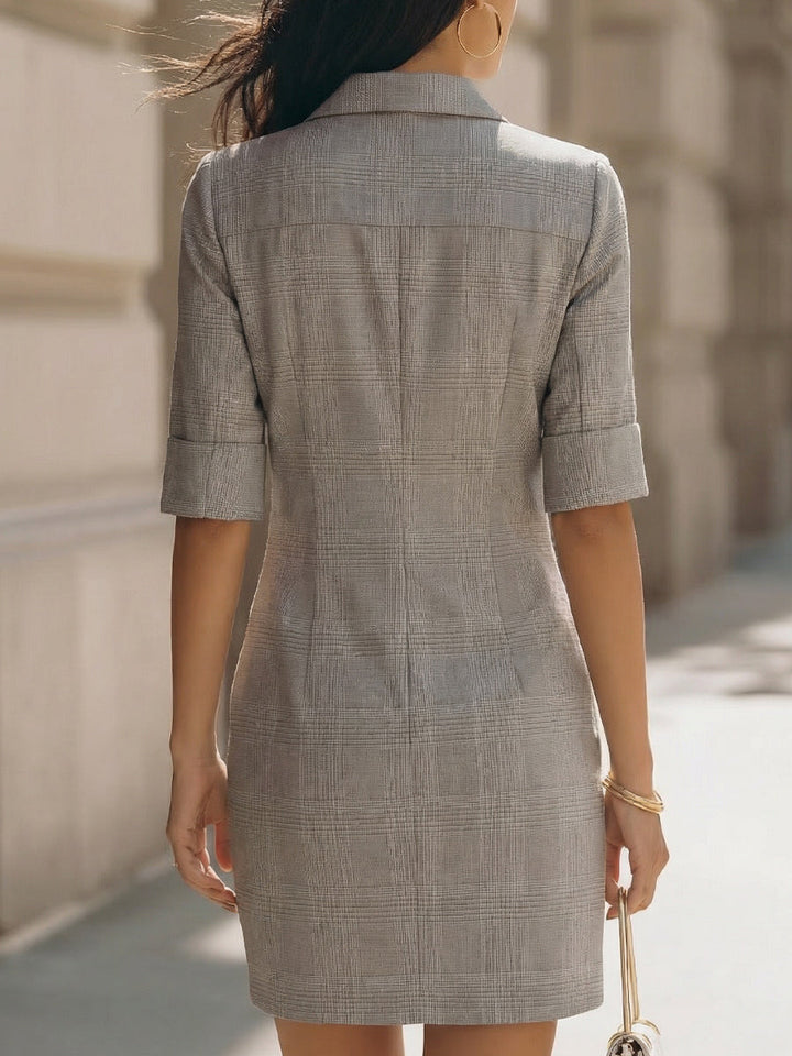 Muse & Valeur | Tailored Plaid Collared Mini Dress
