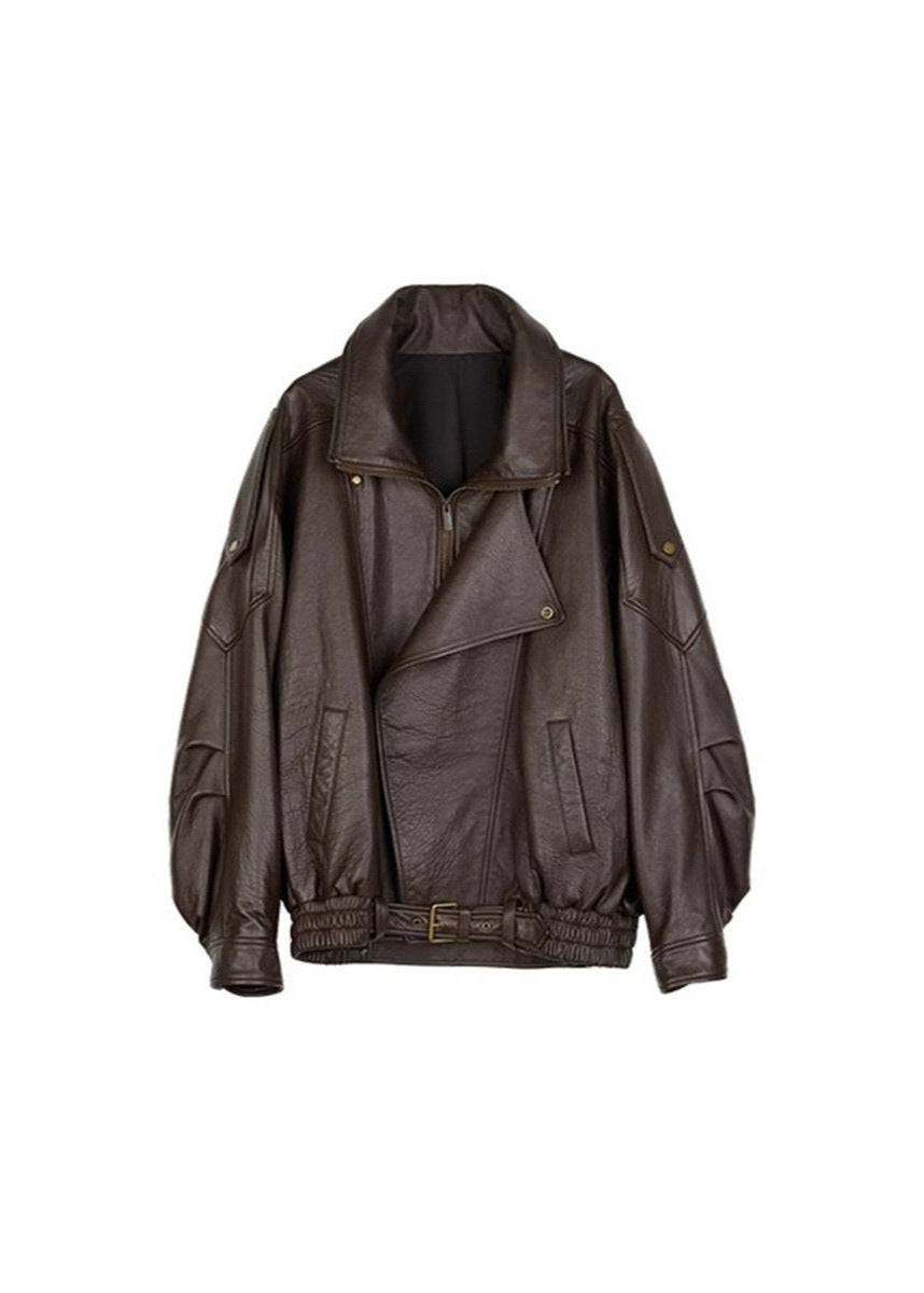 Muse and Valeur | Women's Oversized Leather Bomber Jacket