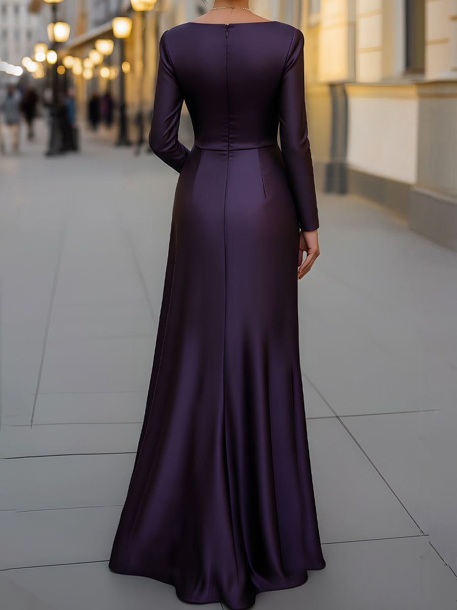 Muse & Valeur | Satin Asymmetric Draped Evening Gown