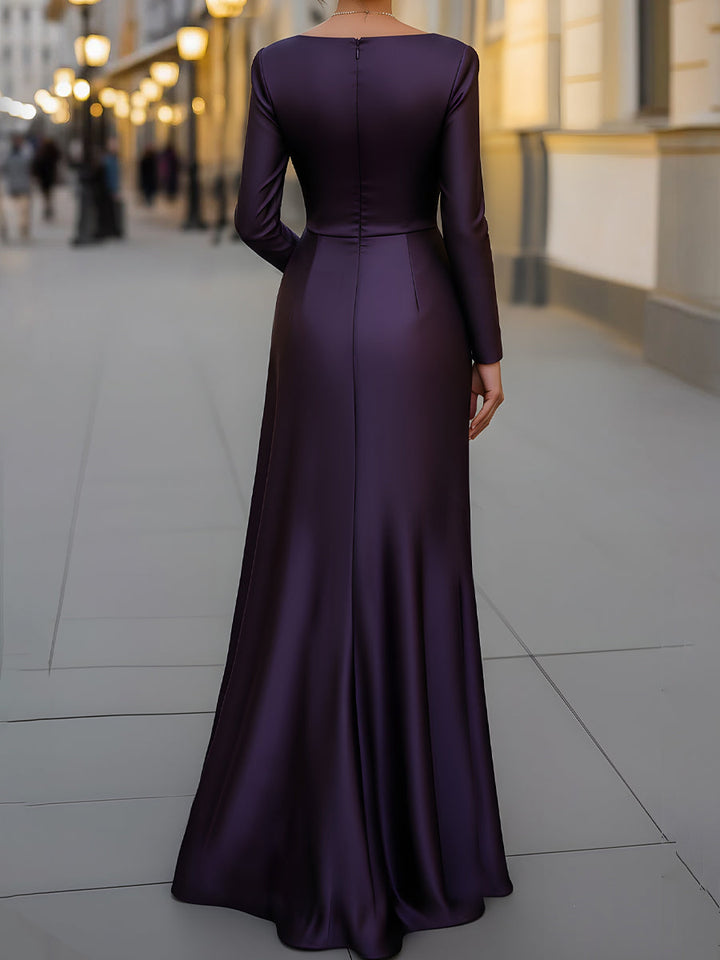 Muse & Valeur | Satin Asymmetric Draped Evening Gown
