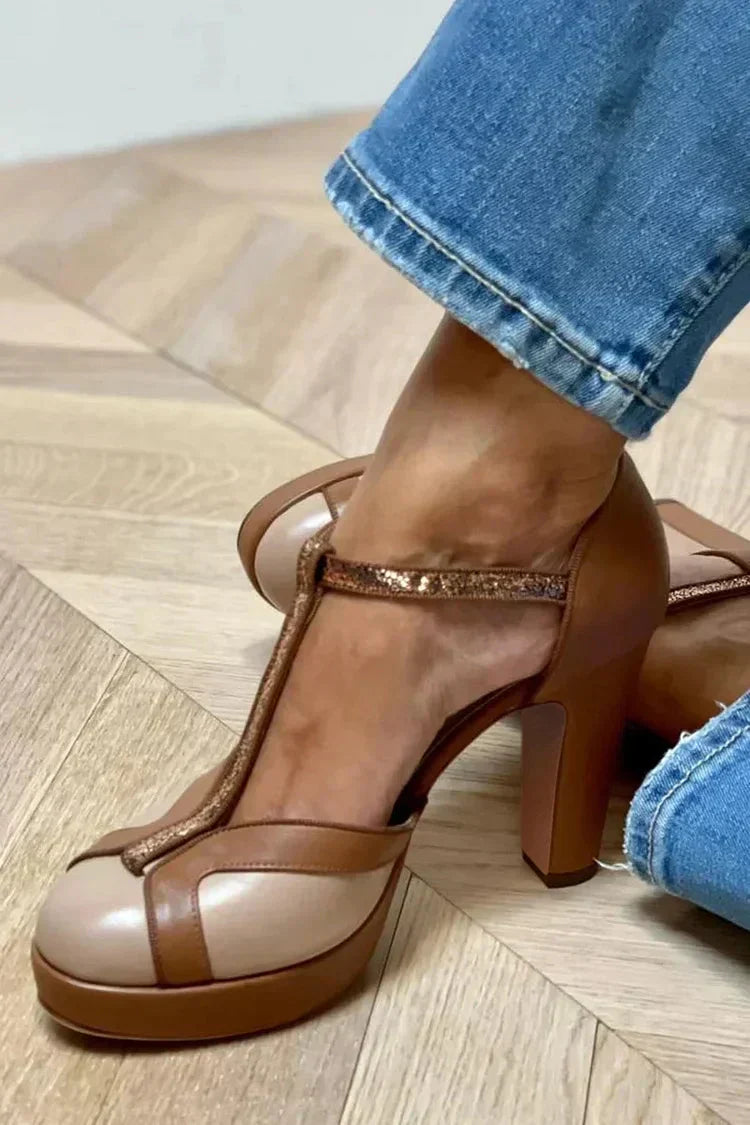 Muse and Valeur | T-Strap Heels - Two-Tone