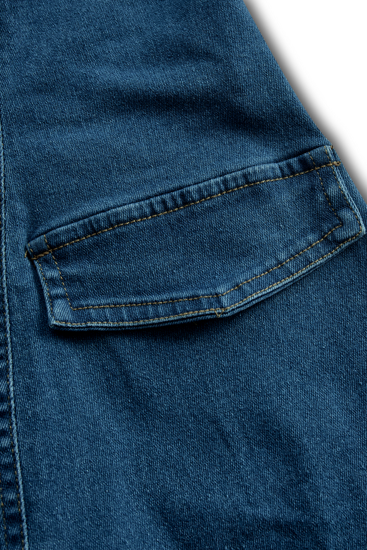 Muse & Valeur | Vibrant Blue Halter Denim Mini Dress