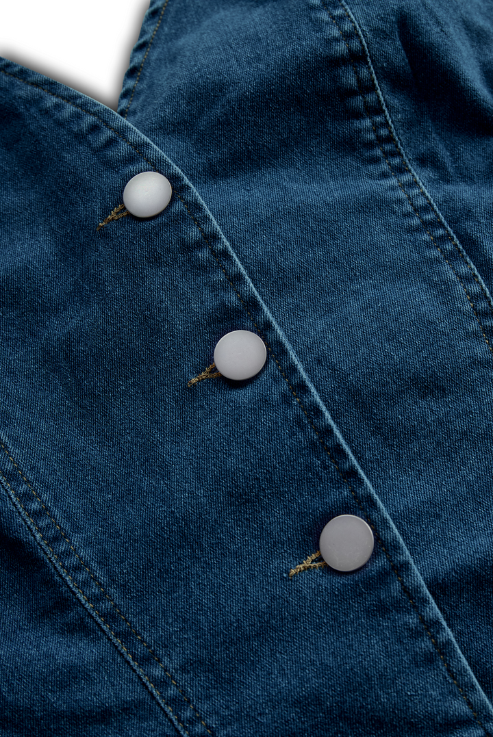 Muse & Valeur | Vibrant Blue Halter Denim Mini Dress