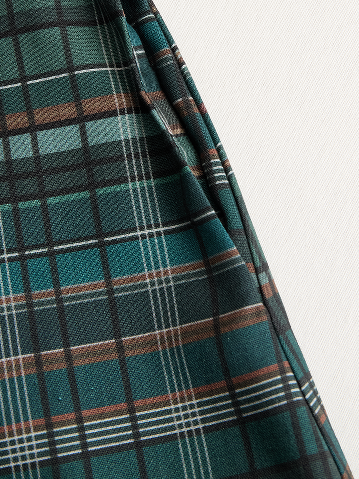 Muse and Valeur | Plaid Lapel Single-Breasted Maxi Dress