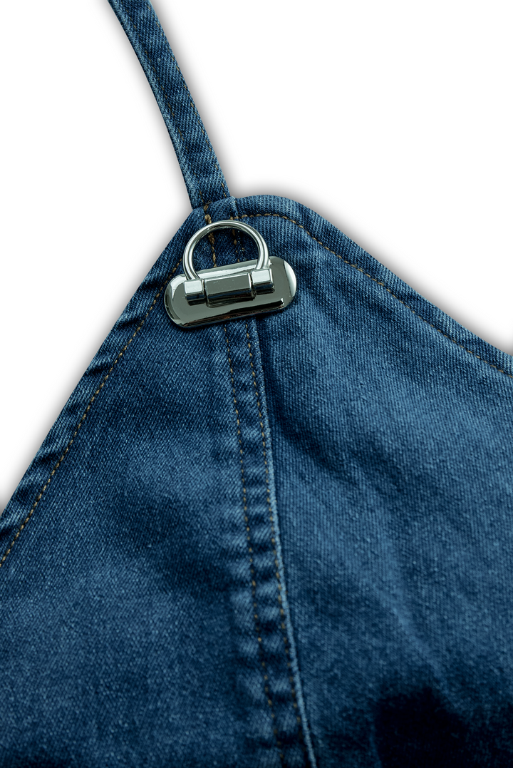 Muse & Valeur | Vibrant Blue Halter Denim Mini Dress