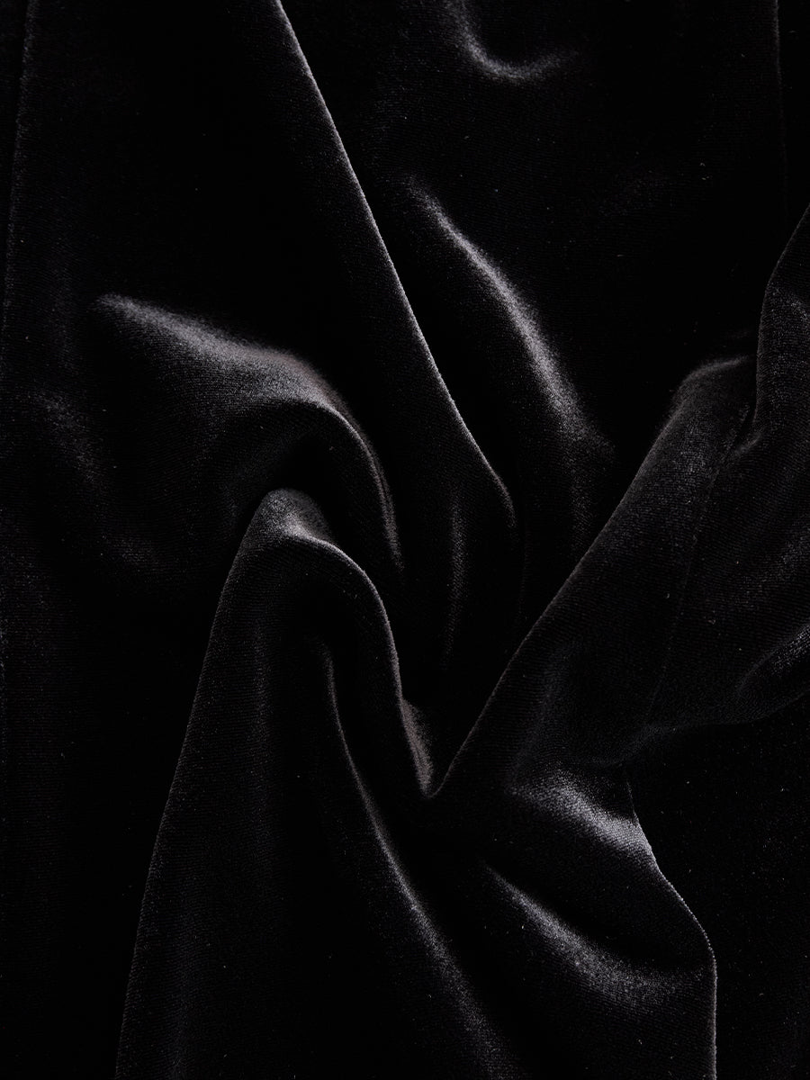 Muse & Valeur | Elegant Velvet Mini Dress With Embellished Neckline And Floral Cuff Detail