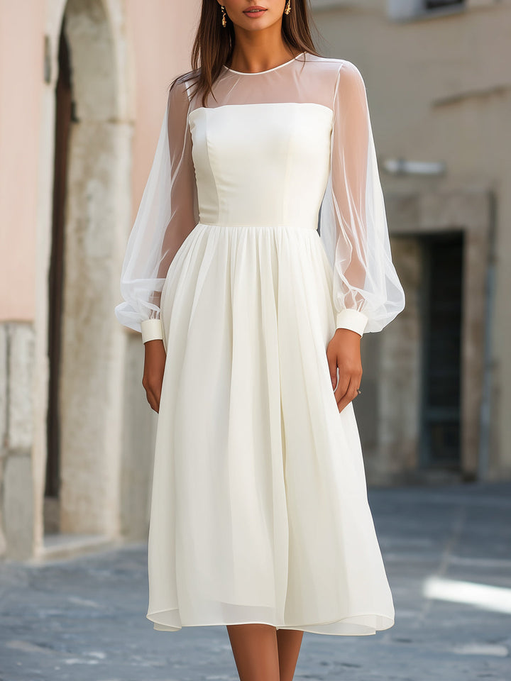 Muse & Valeur | Sheer Sleeve Empire Waist Flowing Midi Dress