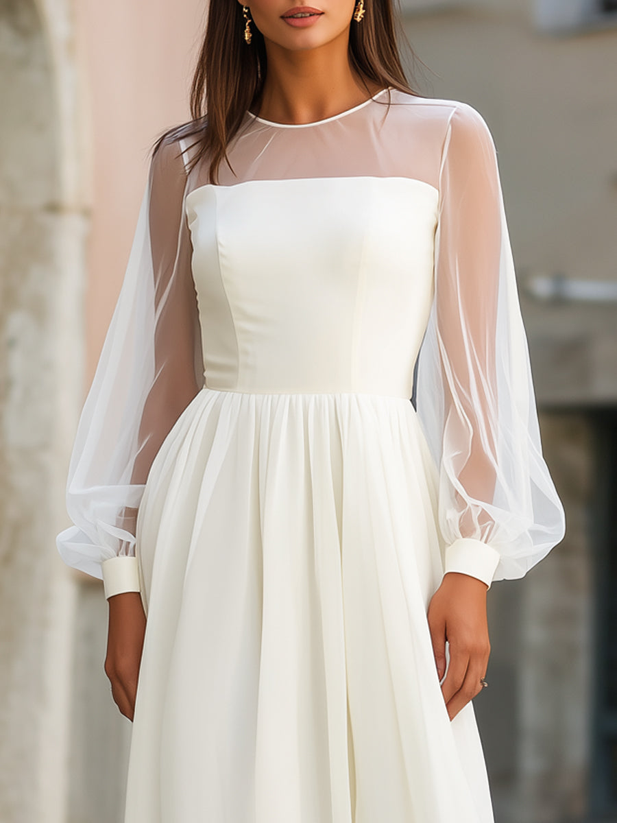 Muse & Valeur | Sheer Sleeve Empire Waist Flowing Midi Dress