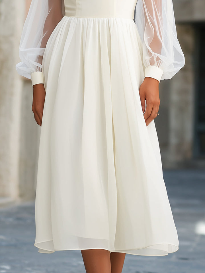 Muse & Valeur | Sheer Sleeve Empire Waist Flowing Midi Dress