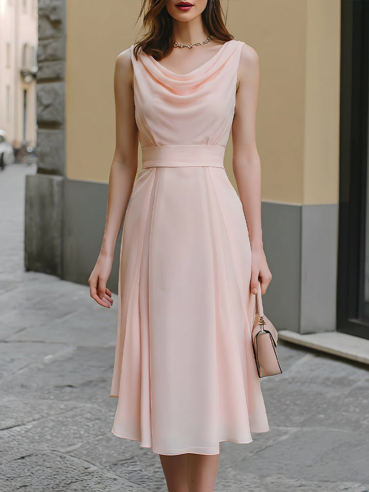 Muse & Valeur | Draped Cowl Neck Sleeveless Midi Dress
