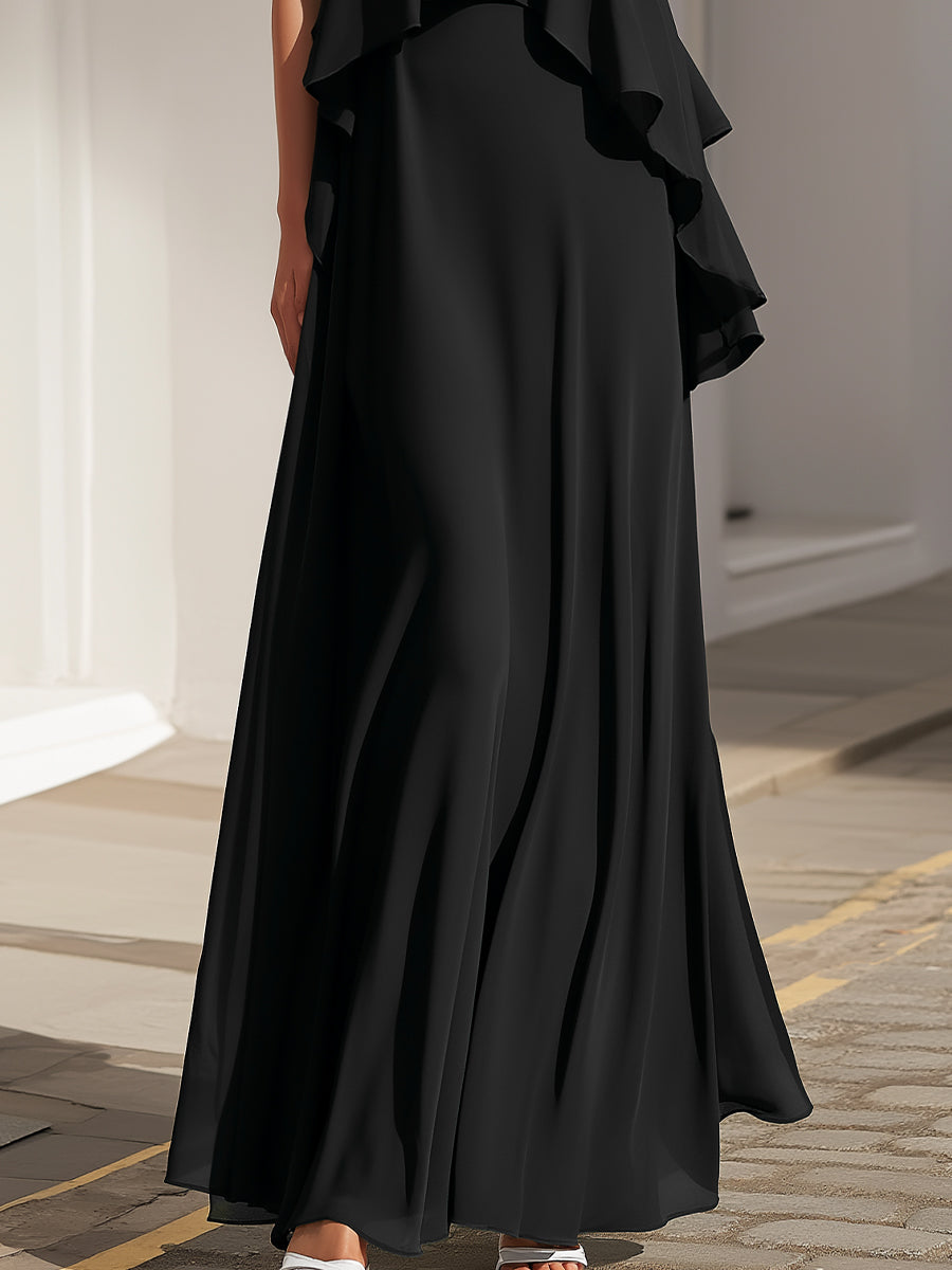 Muse & Valeur | Sleeveless Layered Ruffle Flowing Maxi Dress