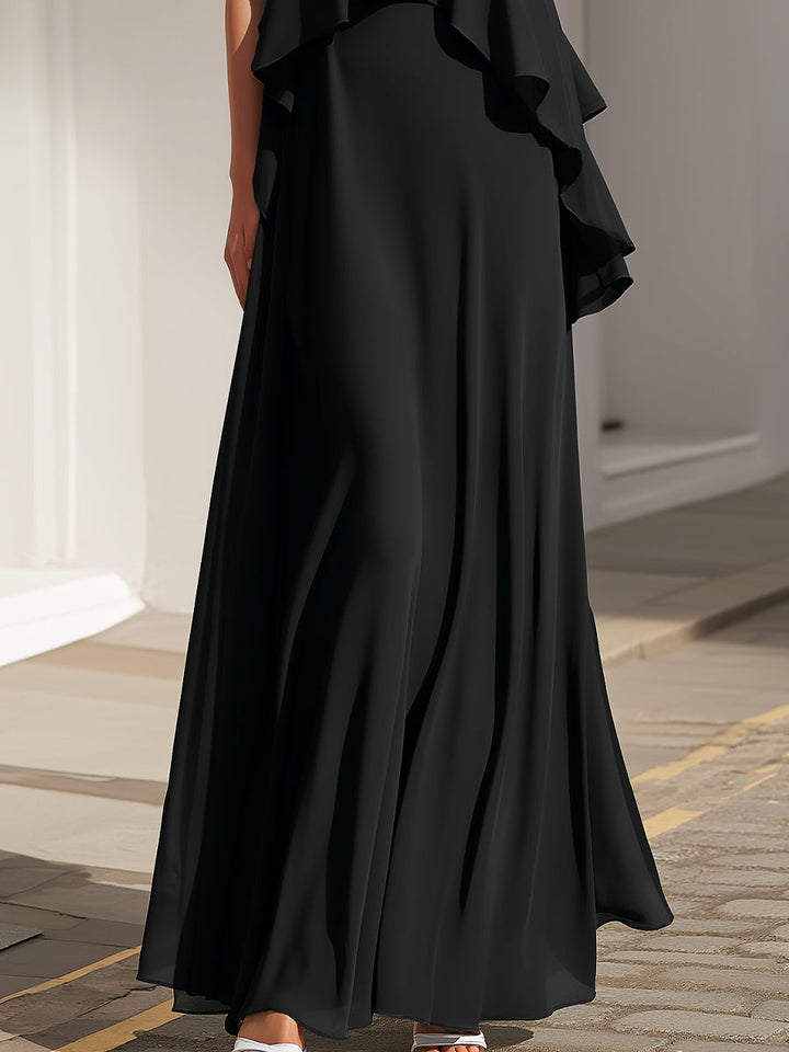 Muse & Valeur | Sleeveless Layered Ruffle Flowing Maxi Dress