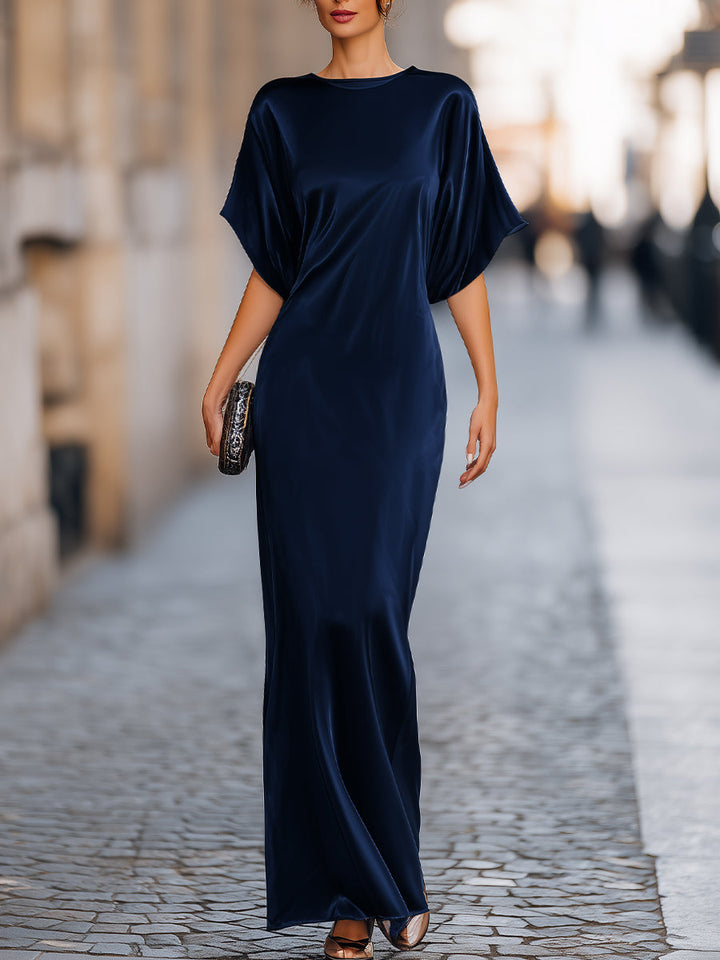 Muse & Valeur | Relaxed Batwing Sleeve Fluid Column Maxi Dress