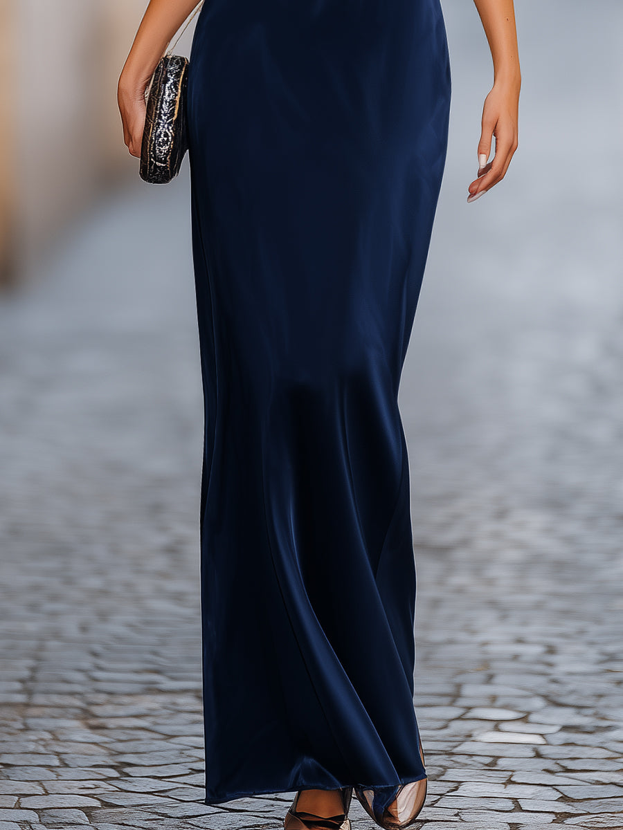 Muse & Valeur | Relaxed Batwing Sleeve Fluid Column Maxi Dress