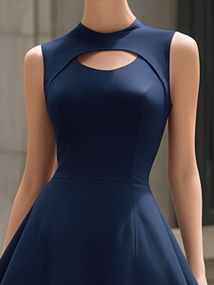 Muse & Valeur | High Neck Cutout Sleeveless Structured A-Line Midi Dress