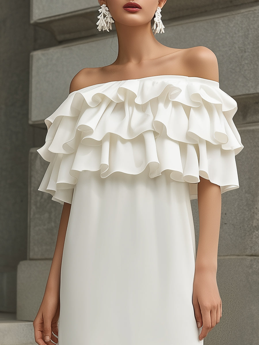 Muse & Valeur | Off-Shoulder Layered Ruffle Mini Dress