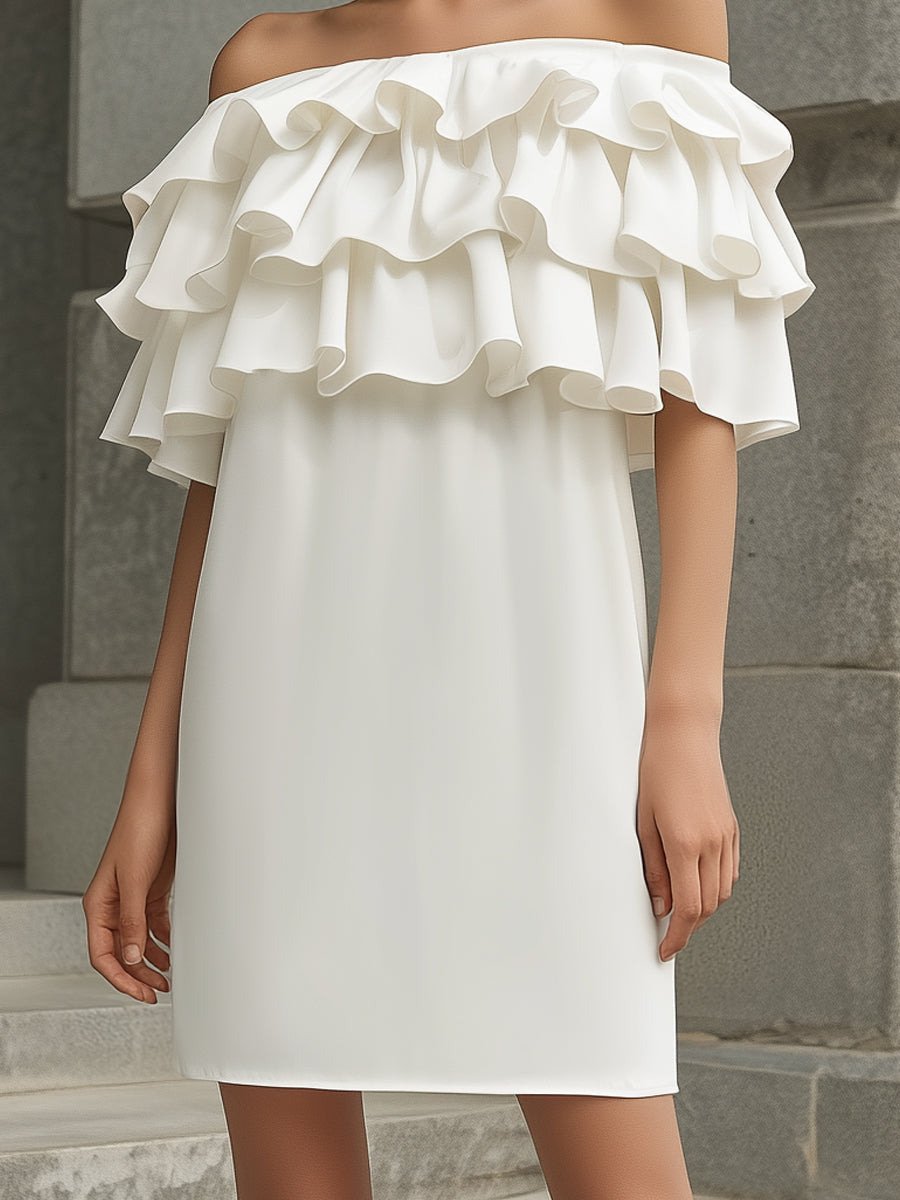 Muse & Valeur | Off-Shoulder Layered Ruffle Mini Dress