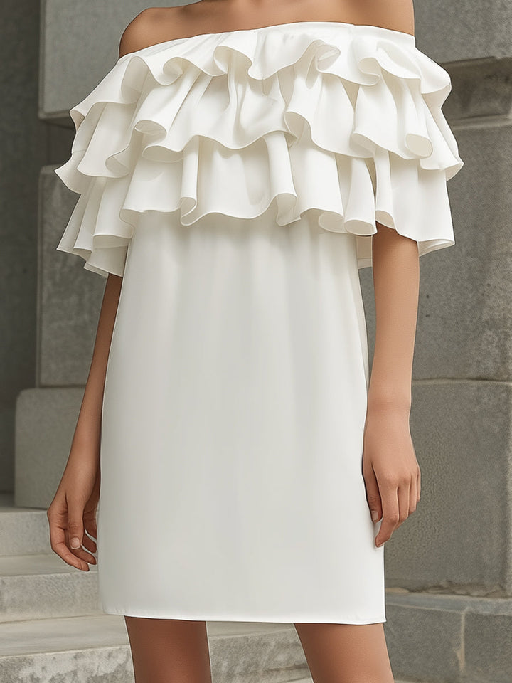 Muse & Valeur | Off-Shoulder Layered Ruffle Mini Dress