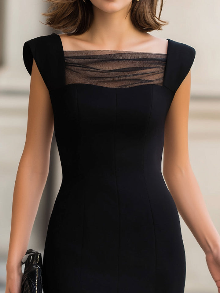 Muse & Valeur | Structured Illusion Neck Sheath Dress With Sculpted Paneling