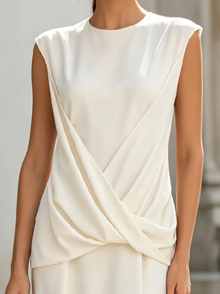 Muse & Valeur | Draped Twist Front Sleeveless Midi Dress