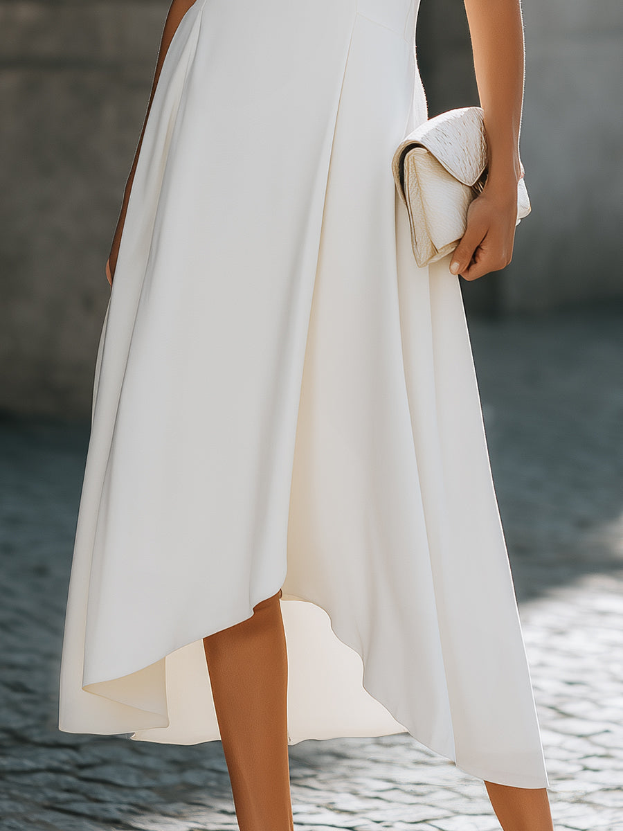 Muse & Valeur | Sleeveless High-Low A-Line Dress With Clean Tailored Panels