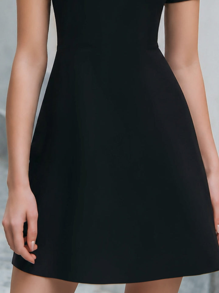 Muse & Valeur | Sheer Sleeve Minimalist A-Line Mini Dress