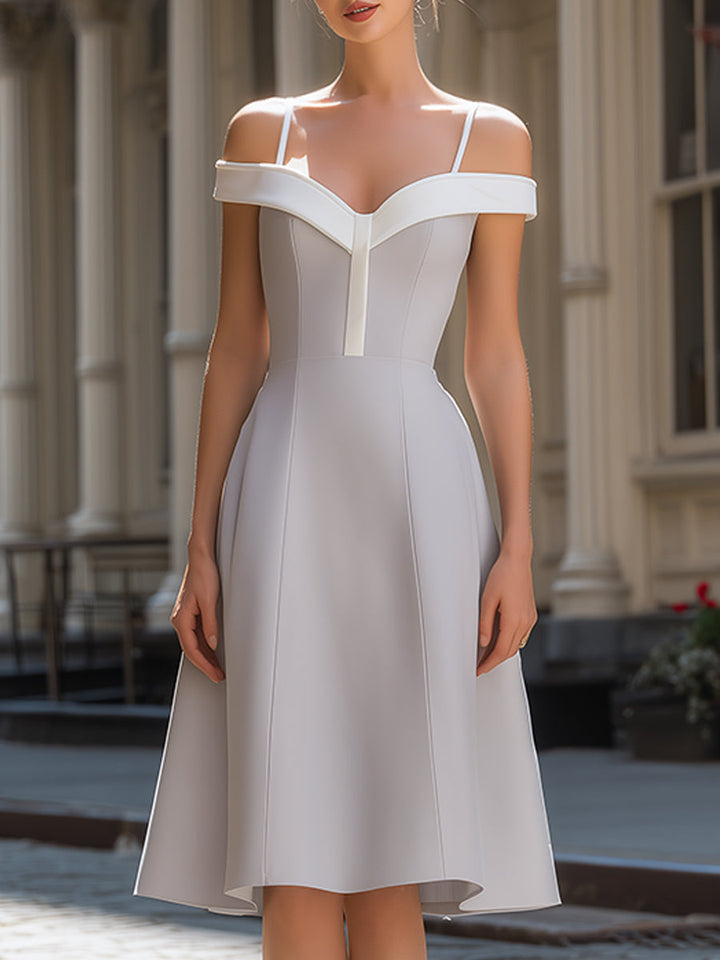 Muse & Valeur | Off-Shoulder Structured A-Line Midi Dress