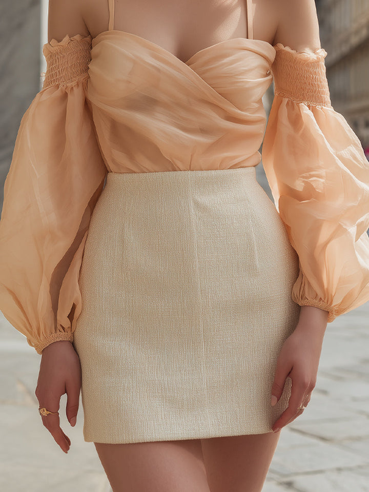 Muse & Valeur | High-Waist Textured Fitted Mini Skirt