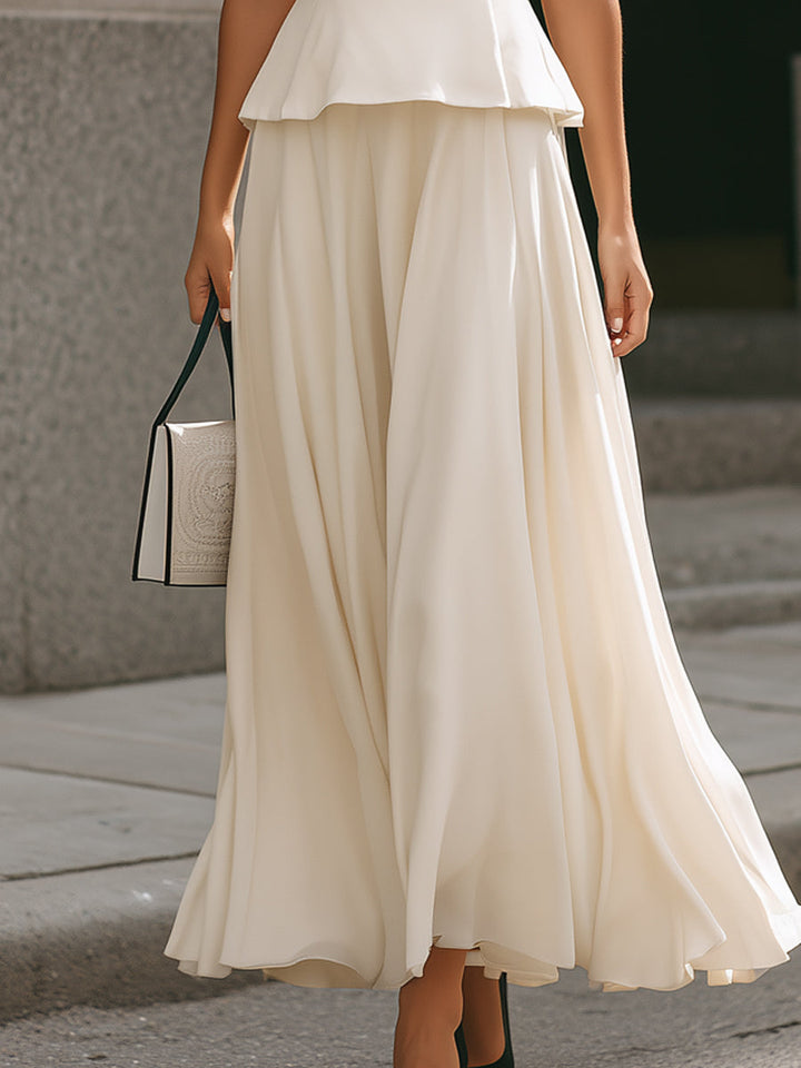 Muse & Valeur | Square Neck Peplum Waist Flowing Maxi Dress