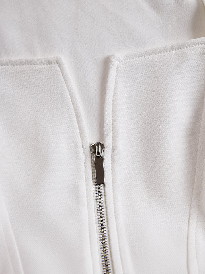 Muse & Valeur | Plain Structured Zip-Front Midi Dress