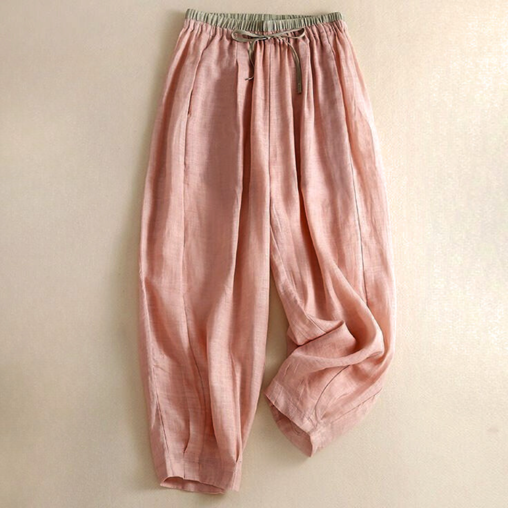 Muse & Valeur | Linen Trousers for Women in Natural Fit, Beige