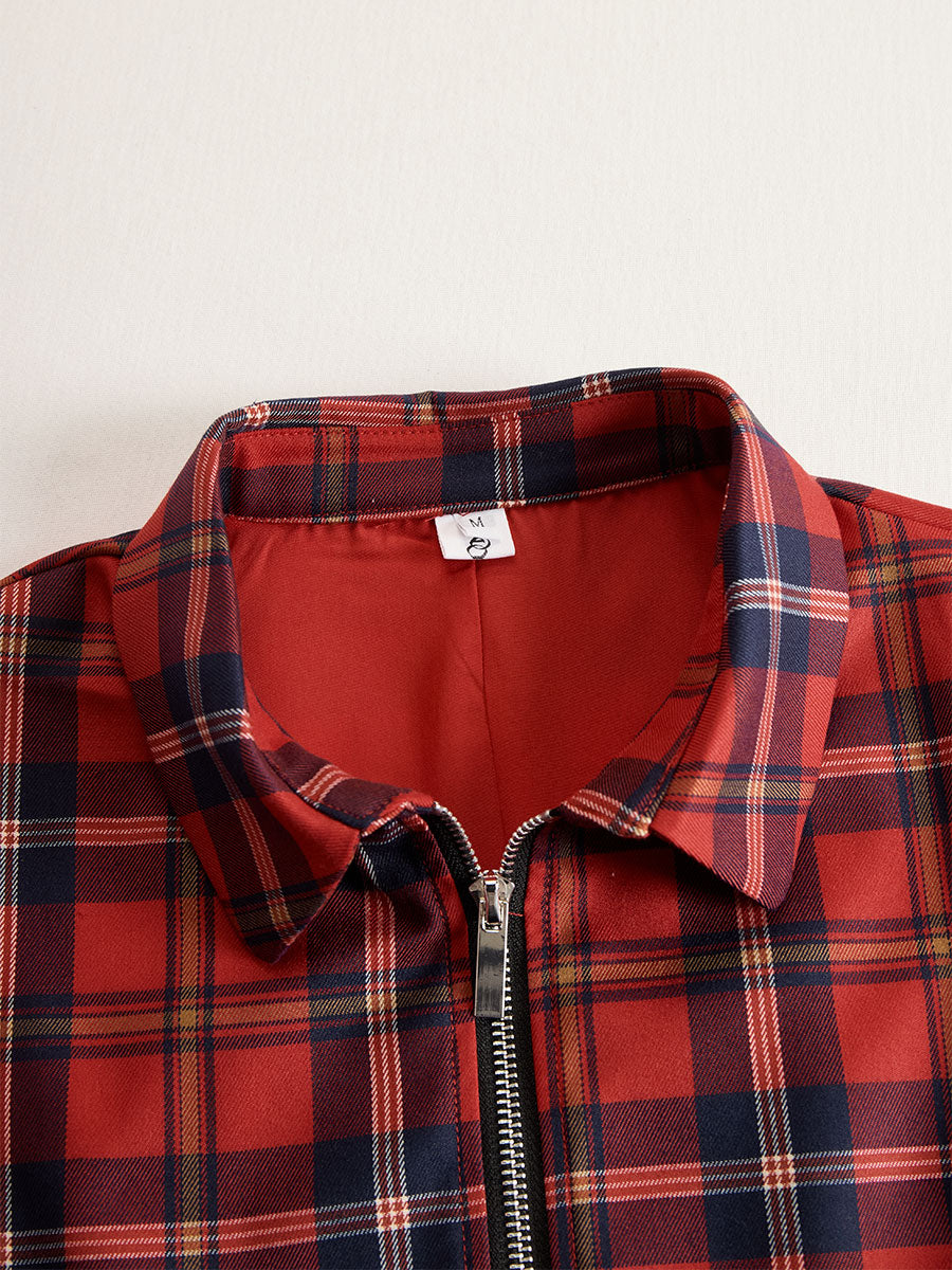 Muse & Valeur | Elegant Long Sleeve Plaid Dress - Perfect Blend Of Classic And Contemporary