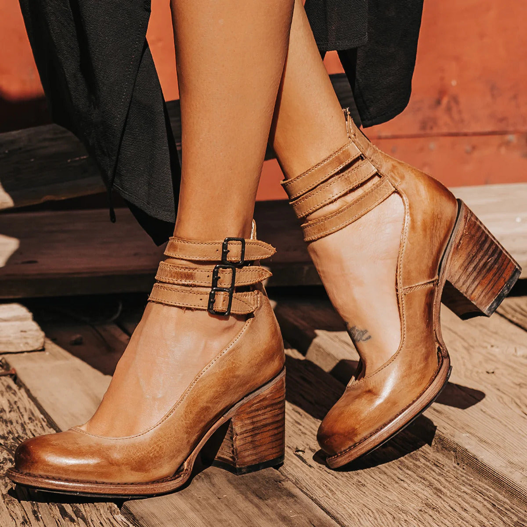 Muse and Valeur | Leather Strap Heels