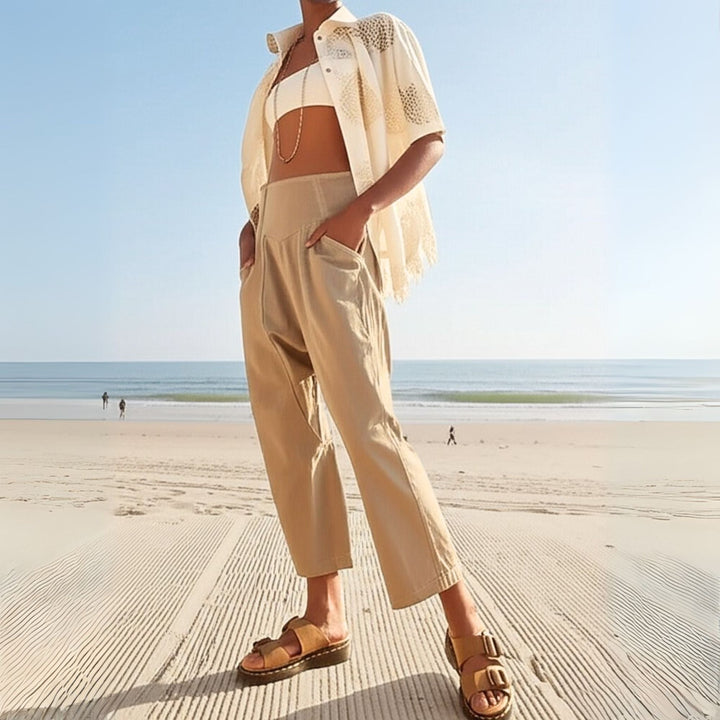 Muse & Valeur | Wide Leg Pant for Women in Soft Fabric, Casual Style, Black