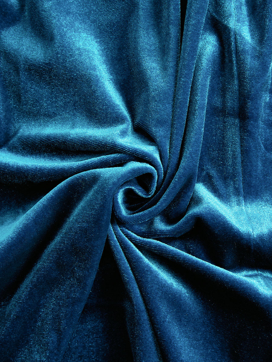 Muse & Valeur | Elegant Midnight Blue Velvet Wrap Midi Dress