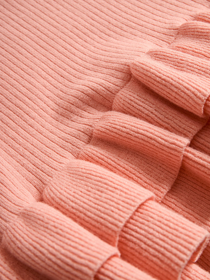 Muse & Valeur | Sweetheart Ruffle Hem Ribbed Knit Mini Dress