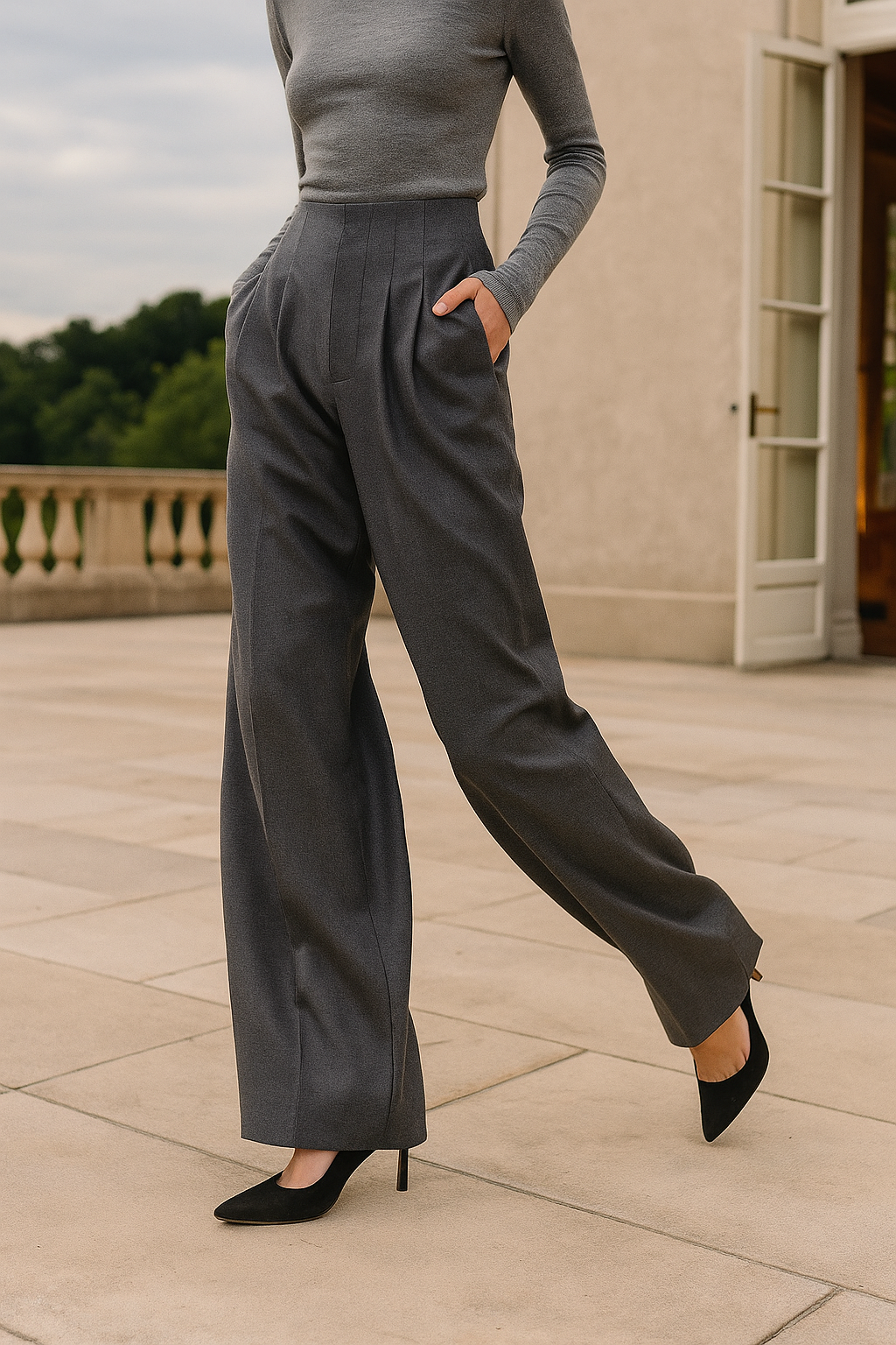 Muse & Valeur | Wide Leg Draped Pants for Women in Elegant Fabric