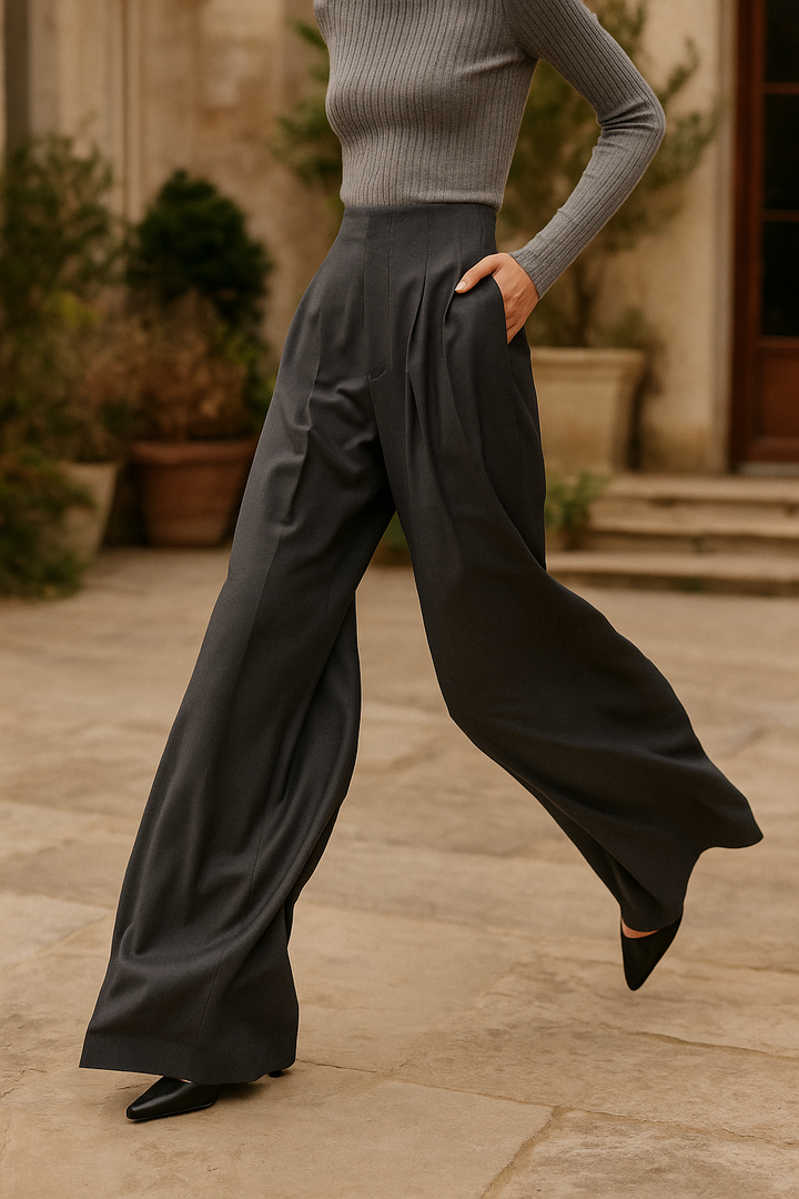 Muse & Valeur | Wide Leg Draped Pants for Women in Elegant Fabric