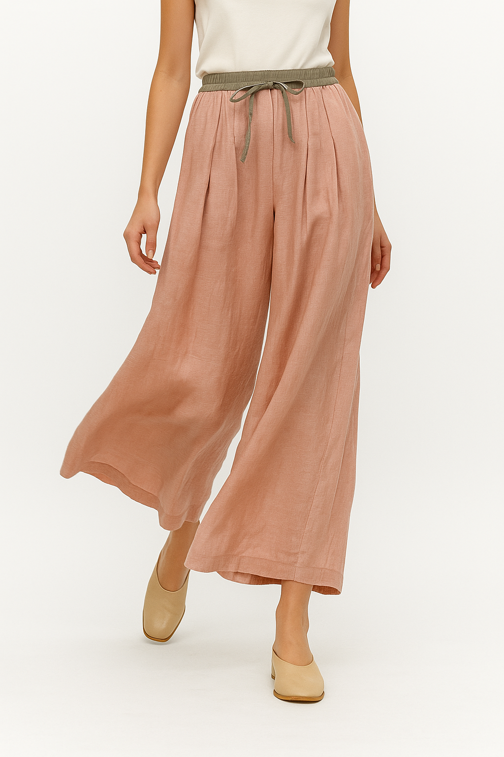 Muse & Valeur | Linen Trousers for Women in Natural Fit, Beige