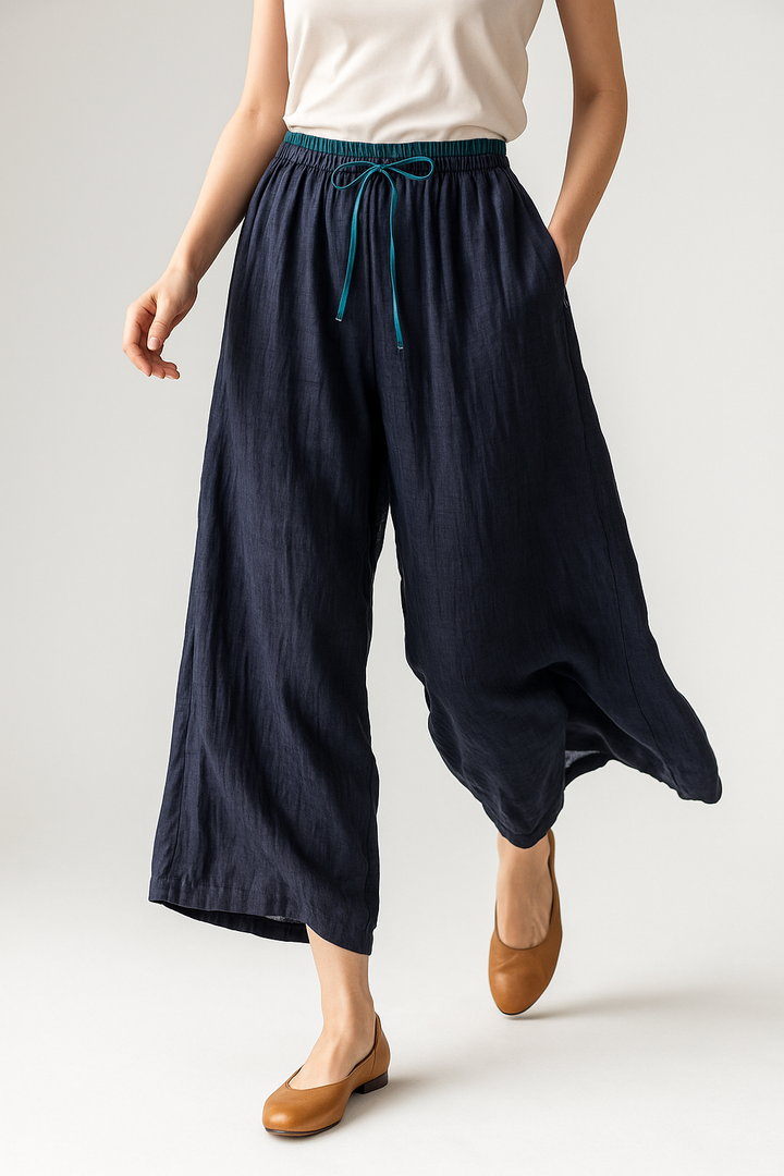 Muse & Valeur | Linen Trousers for Women in Natural Fit, Beige