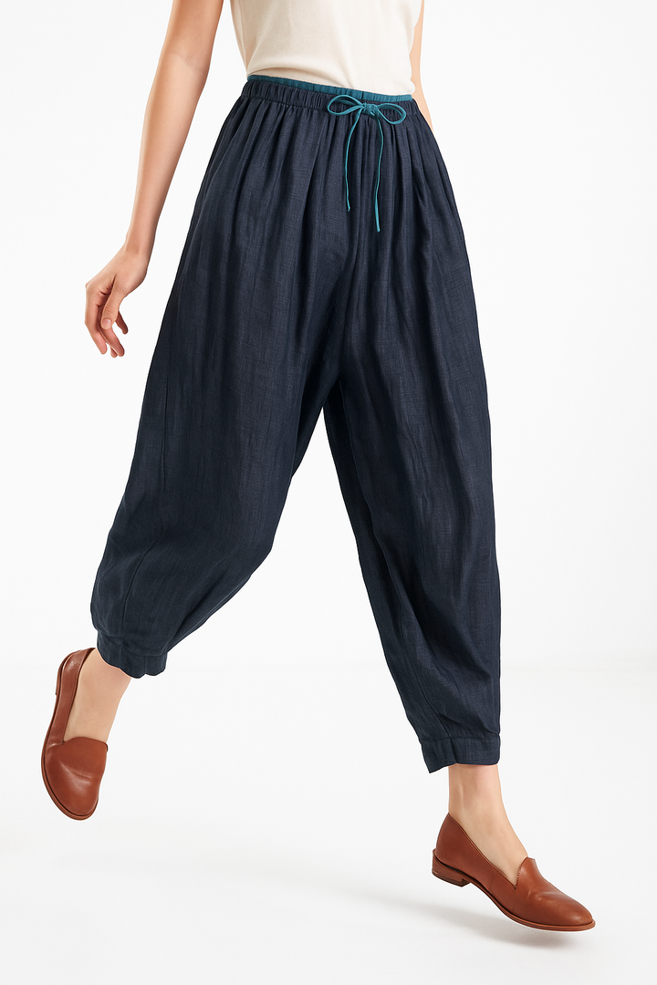 Muse & Valeur | Linen Trousers for Women in Natural Fit, Beige