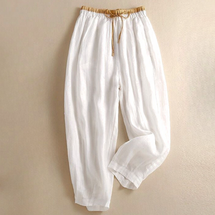 Muse & Valeur | Linen Trousers for Women in Natural Fit, Beige