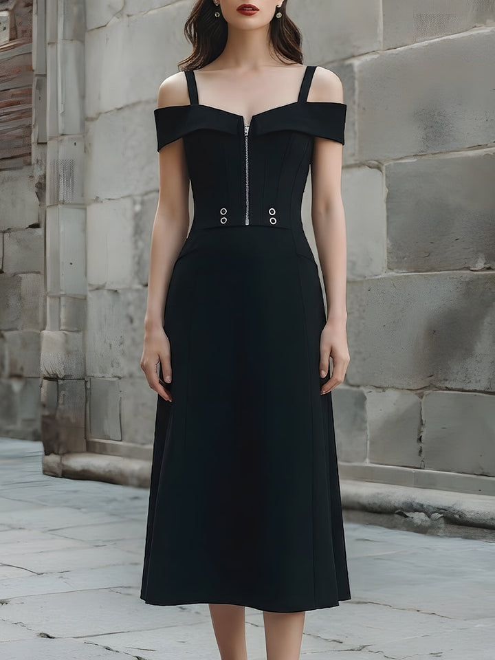 Muse & Valeur | Off-Shoulder Strap Midi Dress