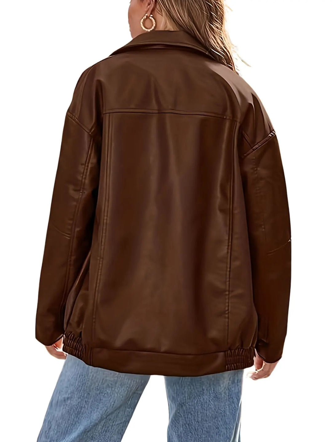 Muse and Valeur | Women's Classic Oversized Leather Bomber Jacket